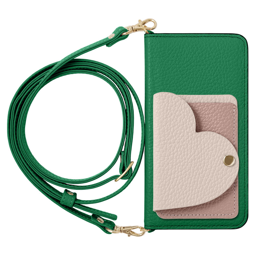 Genuine Leather 32 Colors Italian Shrink Leather Heart Mirror Card Case With Shoulder Strap Notebook Style Case Xperia Series