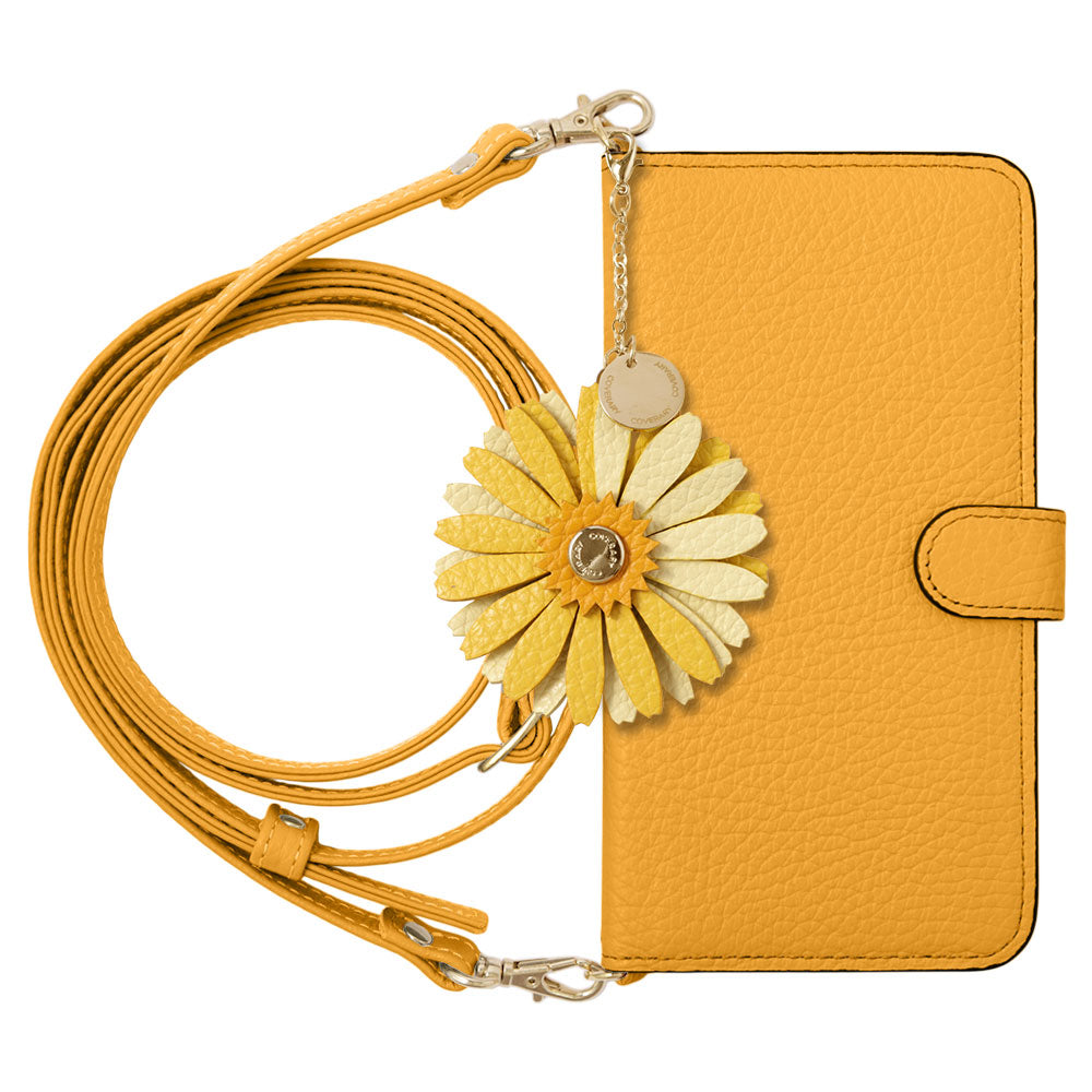 Genuine Leather 32 Colors Italian Shrink Leather Real Flower Charm with Shoulder Strap Notebook Case (with Belt) Galaxy Series