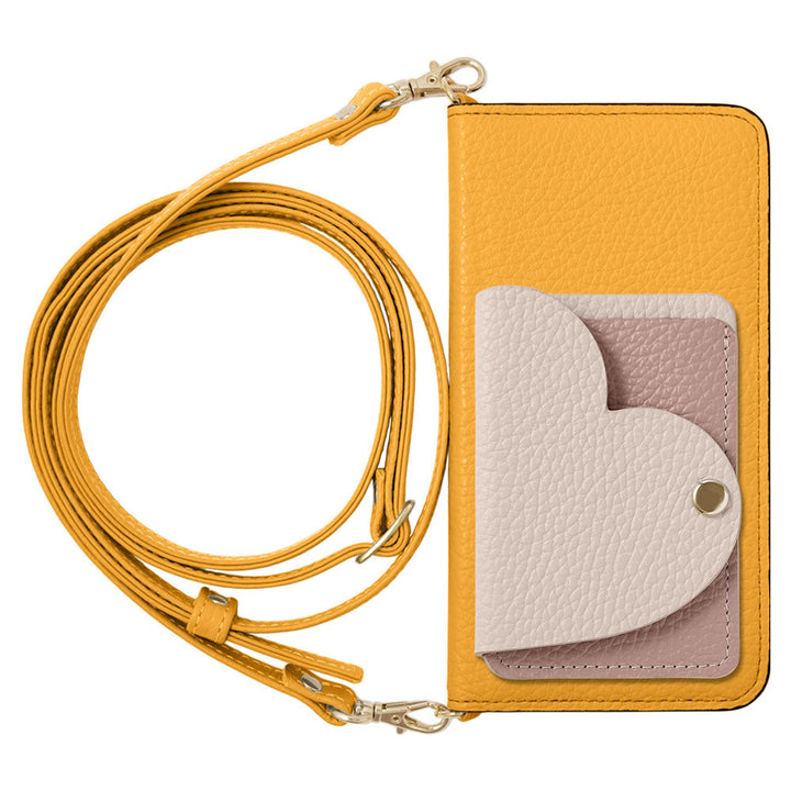 Genuine Leather 32 Colors Italian Shrink Leather Heart Mirror Card Case With Shoulder Strap Notebook Style Case Xperia Series