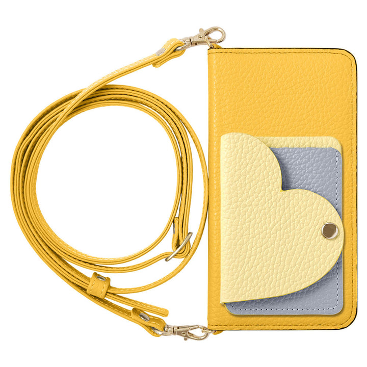 Genuine Leather 32 Colors Italian Shrink Leather Heart Mirror Card Case With Shoulder Strap Notebook Style Case Xperia Series