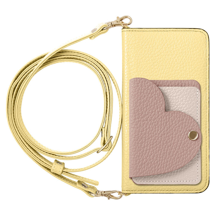 Genuine Leather 32 Colors Italian Shrink Leather Heart Mirror Card Case With Shoulder Strap Notebook Style Case Xperia Series