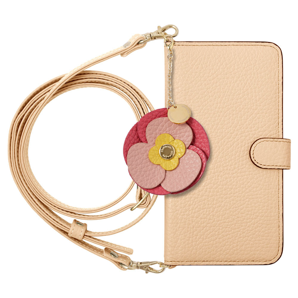 Étui portefeuille en cuir véritable 32 couleurs cuir italien grainé avec breloque fleur réelle et bandoulière (avec ceinture) pour la série Google Pixel
