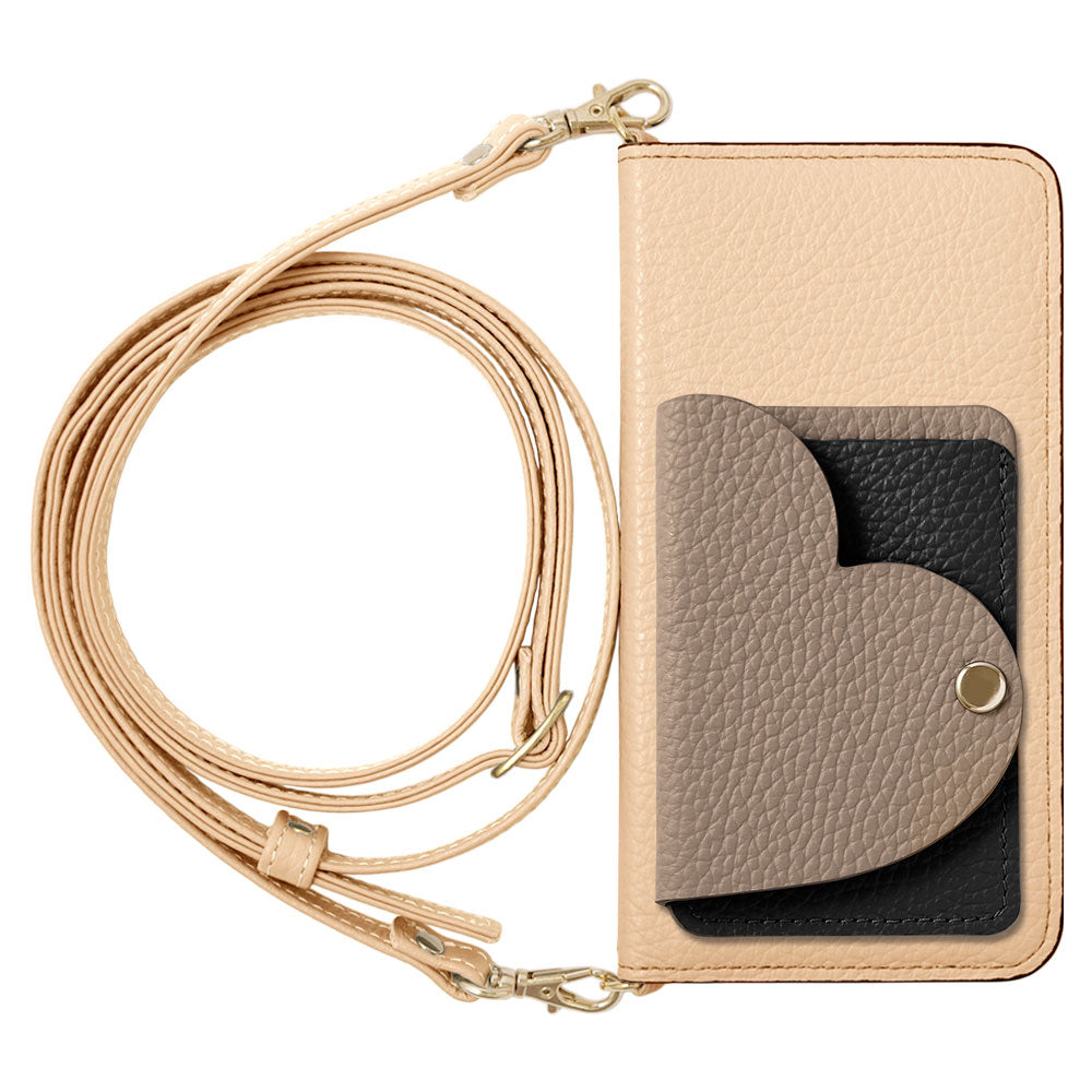 Genuine Leather 32 Colors Italian Shrink Leather Heart Mirror Card Case With Shoulder Strap Notebook Style Case Xperia Series