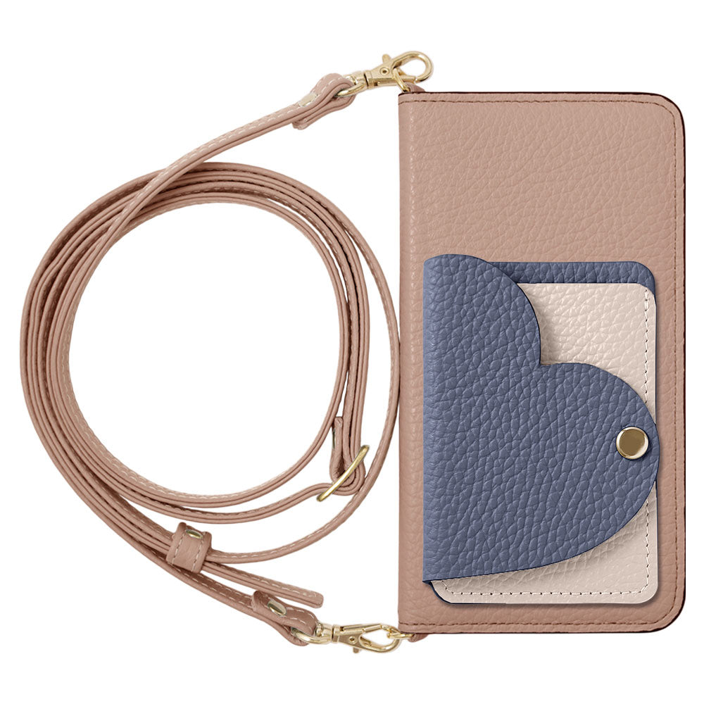 Genuine Leather 32 Colors Italian Shrink Leather Heart Mirror Card Case With Shoulder Strap Notebook Style Case Xperia Series