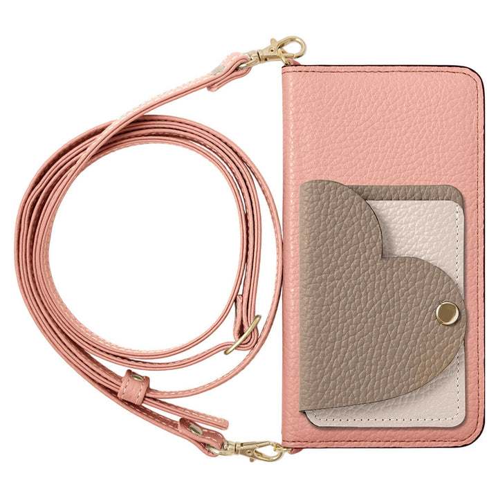 Genuine Leather 32 Colors Italian Shrink Leather Heart Mirror Card Case With Shoulder Strap Notebook Style Case Xperia Series