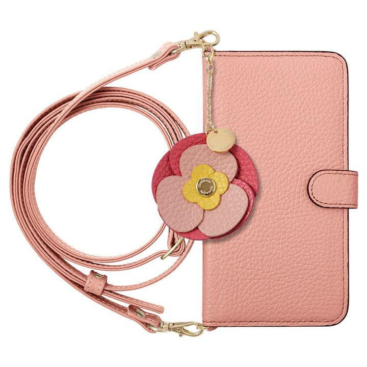 Genuine Leather 32 Colors Italian Shrink Leather Real Flower Charm with Shoulder Strap Notebook Case (with Belt) Galaxy Series