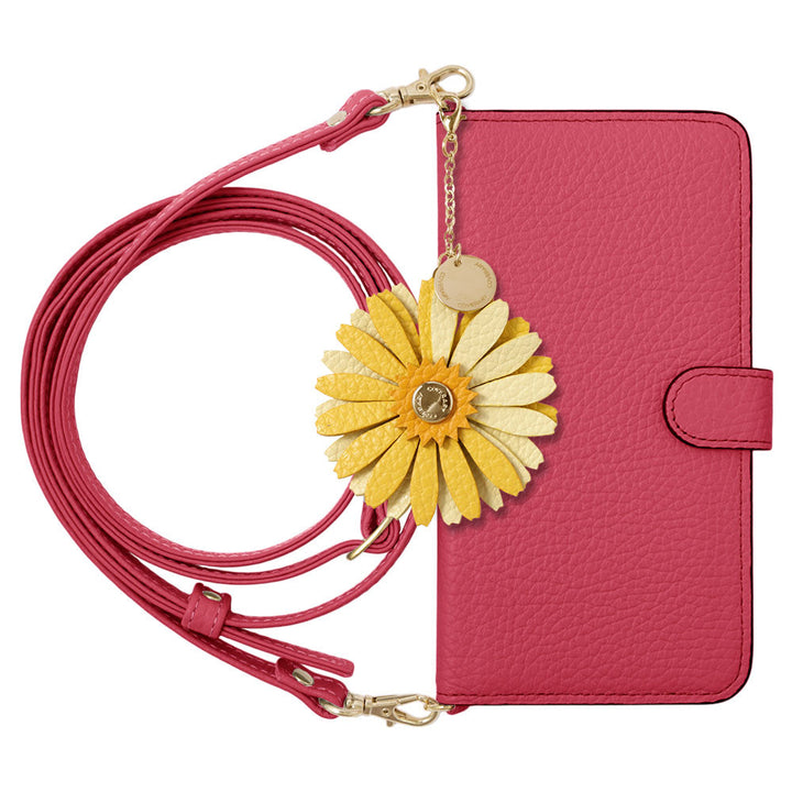 Genuine Leather 32 Colors Italian Shrink Leather Real Flower Charm with Shoulder Strap Notebook Case (with Belt) Galaxy Series