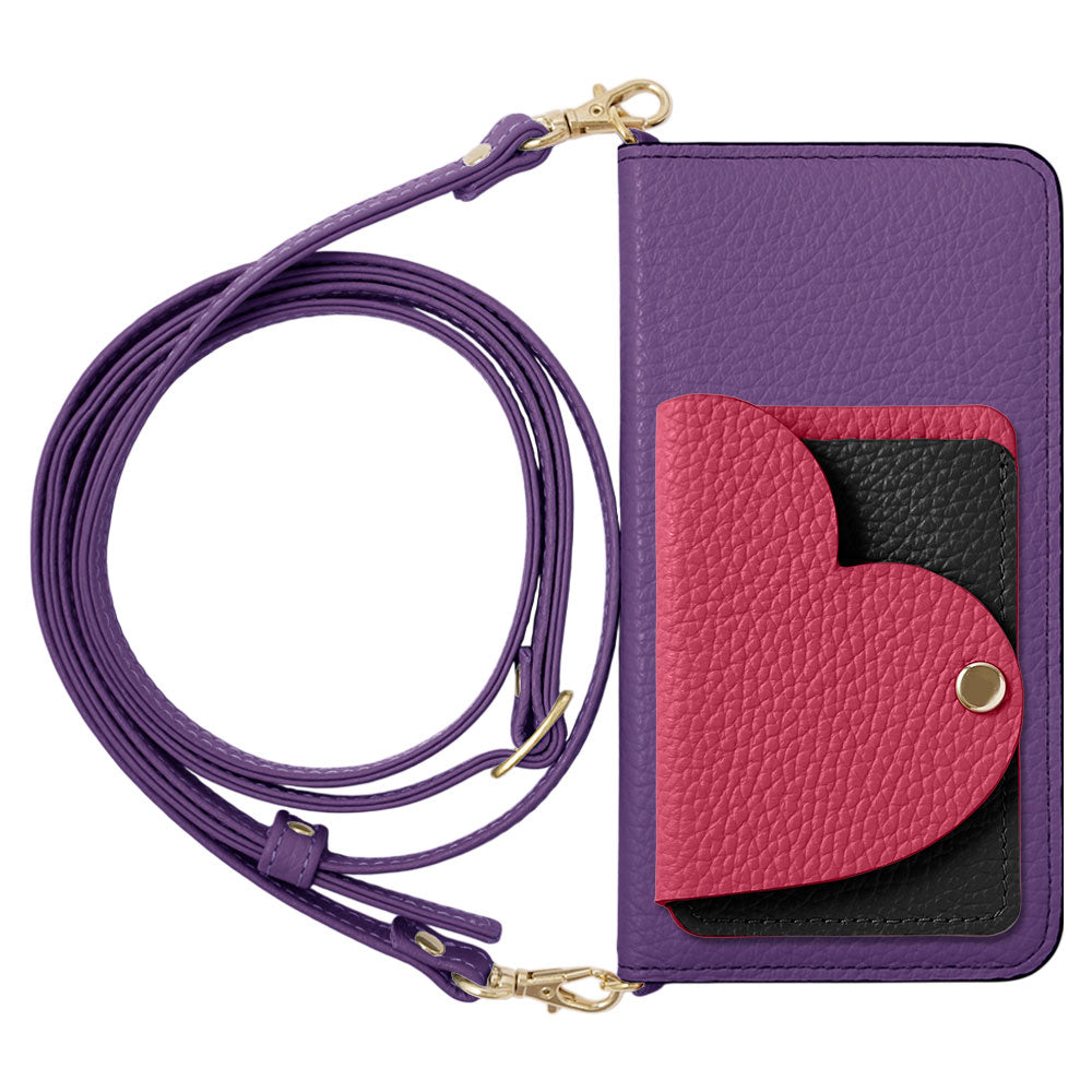 Genuine Leather 32 Colors Italian Shrink Leather Heart Mirror Card Case With Shoulder Strap Notebook Style Case Xperia Series