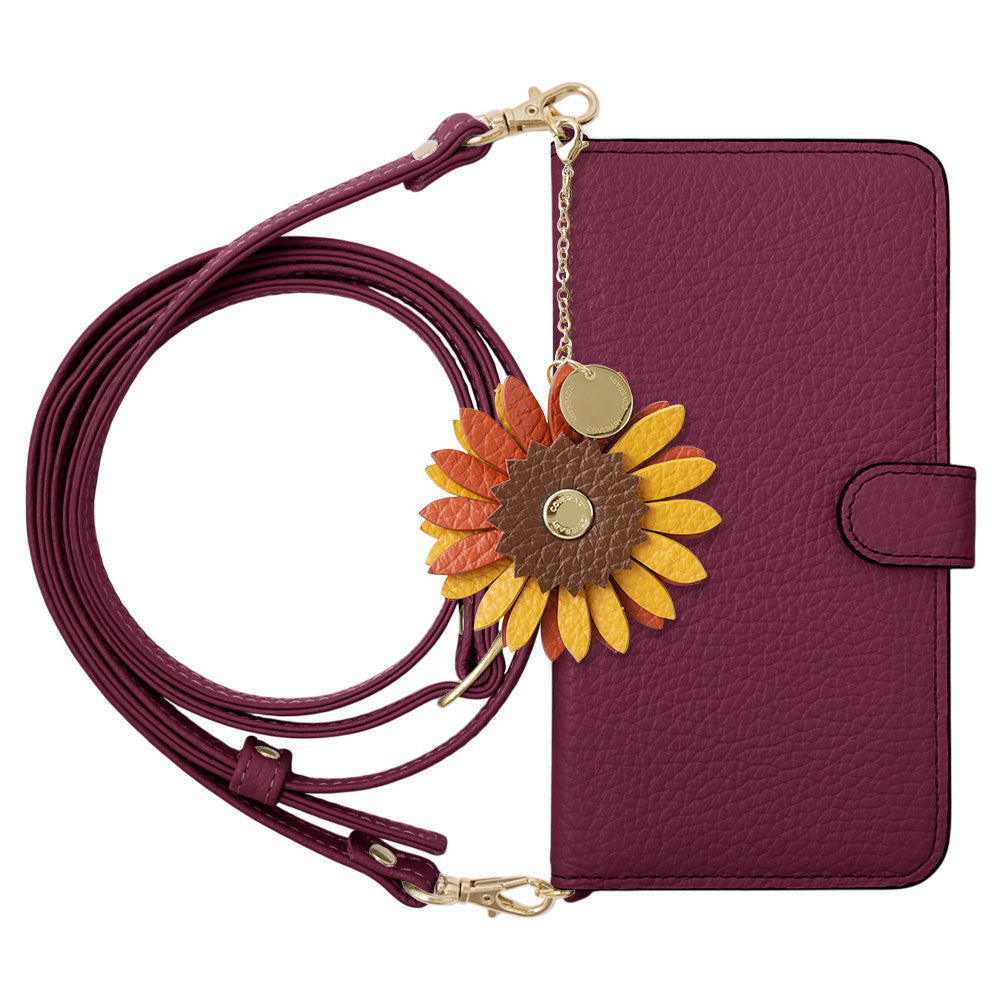 Genuine Leather 32 Colors Italian Shrink Leather Real Flower Charm with Shoulder Strap Notebook Case (with Belt) Galaxy Series