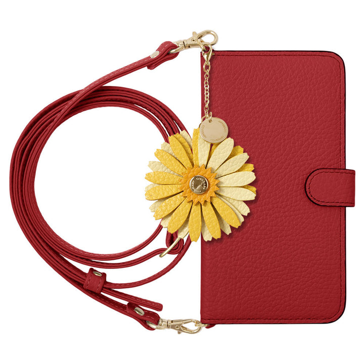 Genuine Leather 32 Colors Italian Shrink Leather Real Flower Charm With Shoulder Strap Notebook Case (With Belt) Xperia Series