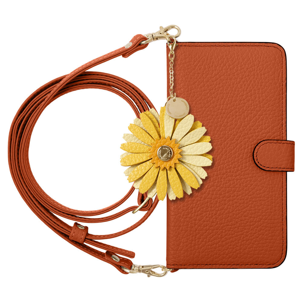 Genuine Leather 32 Colors Italian Shrink Leather Real Flower Charm With Shoulder Strap Notebook Case (With Belt) Xperia Series