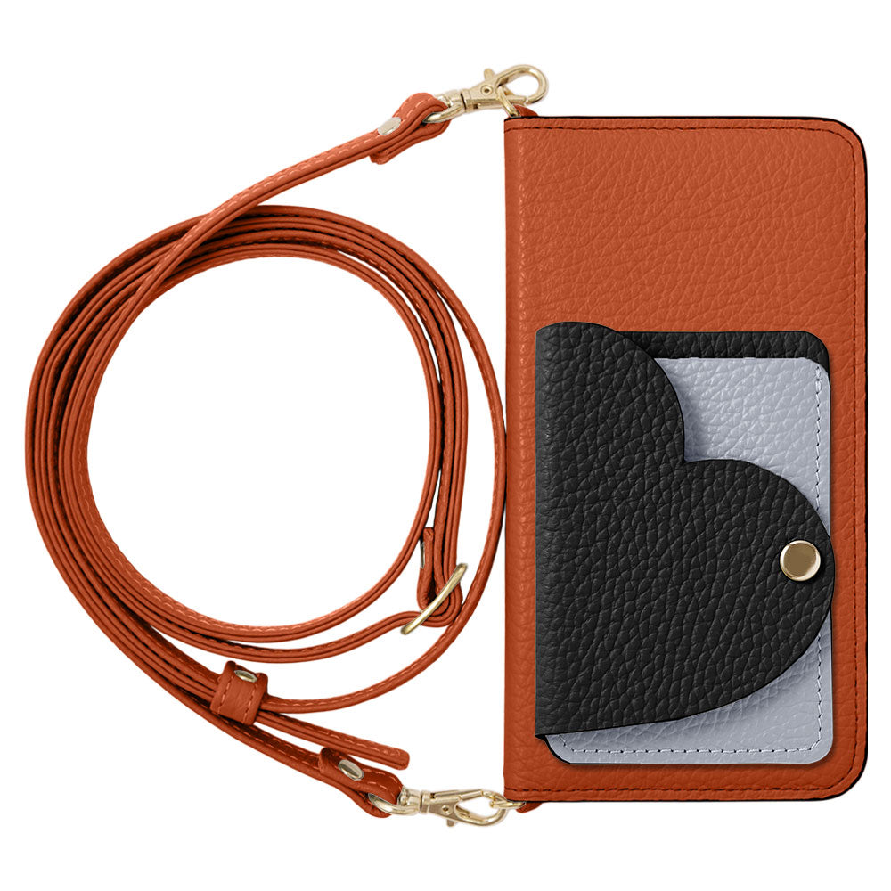 Genuine Leather 32 Colors Italian Shrink Leather Heart Mirror Card Case With Shoulder Strap Notebook Style Case Xperia Series