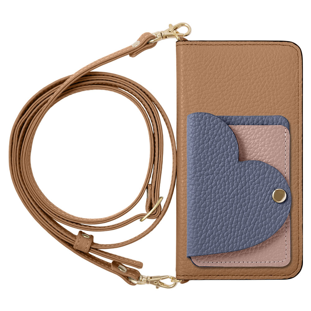 Genuine Leather 32 Colors Italian Shrink Leather Heart Mirror Card Case With Shoulder Strap Notebook Style Case Xperia Series