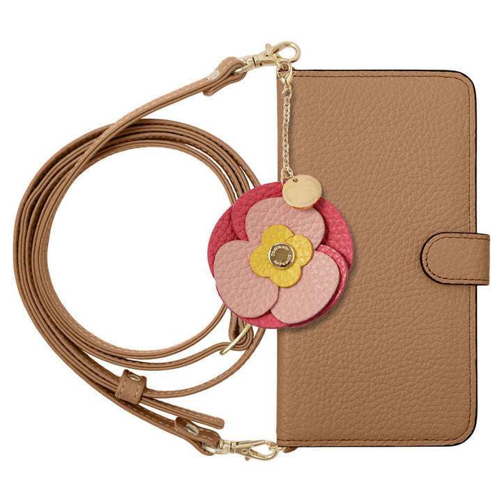 Genuine Leather 32 Colors Italian Shrink Leather Real Flower Charm with Shoulder Strap Notebook Case (with Belt) Galaxy Series