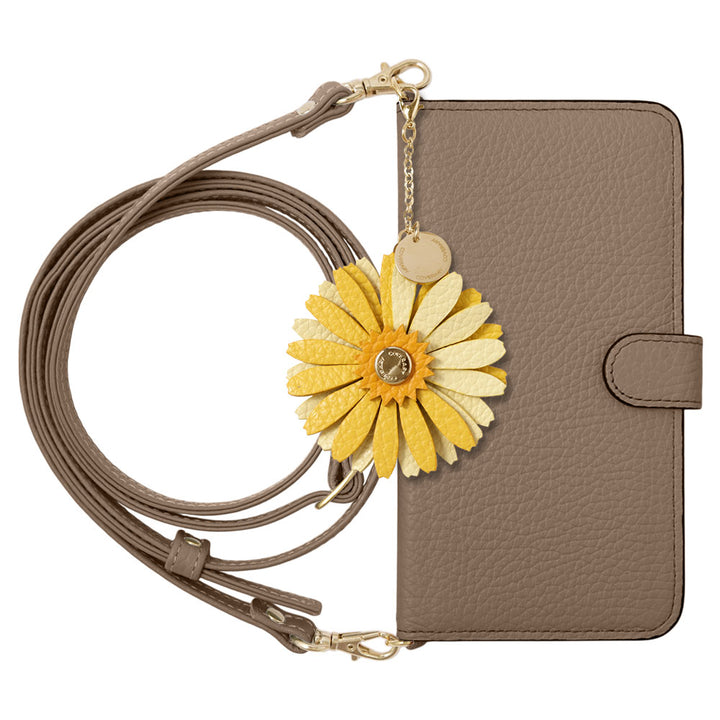 Cuir véritable 32 couleurs cuir italien grainé Charm initial motif Avec bandoulière Étui portefeuille (avec ceinture)