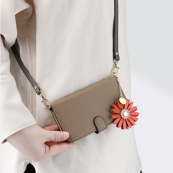 Genuine Leather 32 Colors Italian Shrink Leather Real Flower Charm with Shoulder Strap Notebook Case (with Belt) Galaxy Series