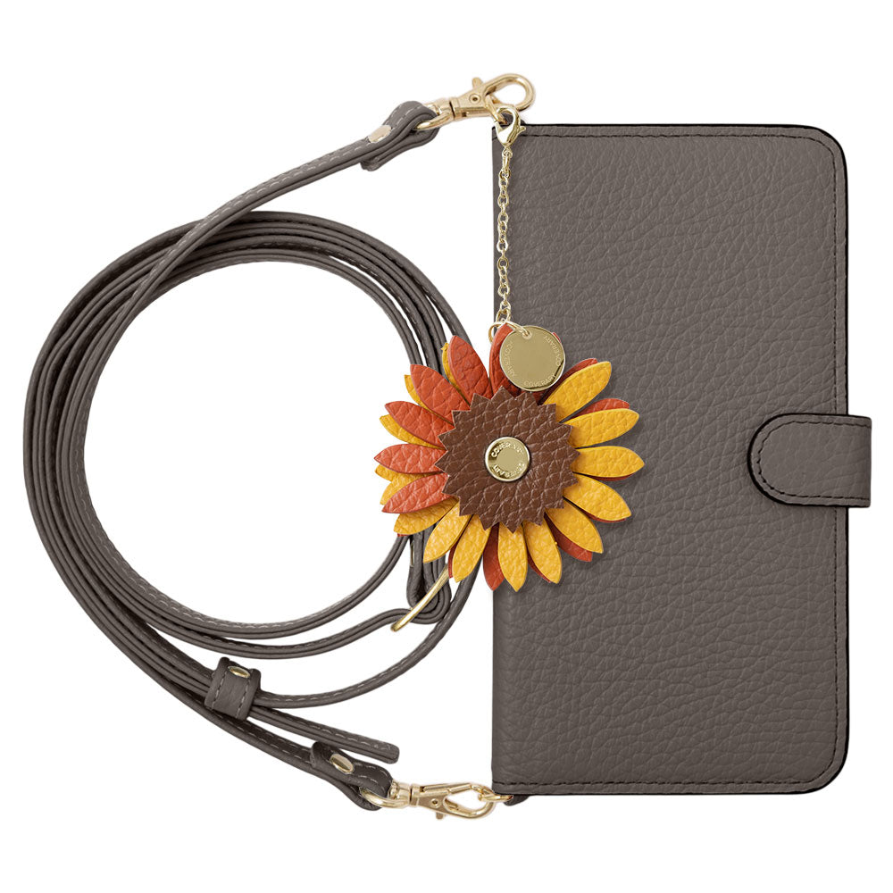 Genuine Leather 32 Colors Italian Shrink Leather Real Flower Charm With Shoulder Strap Notebook Case (With Belt) Xperia Series