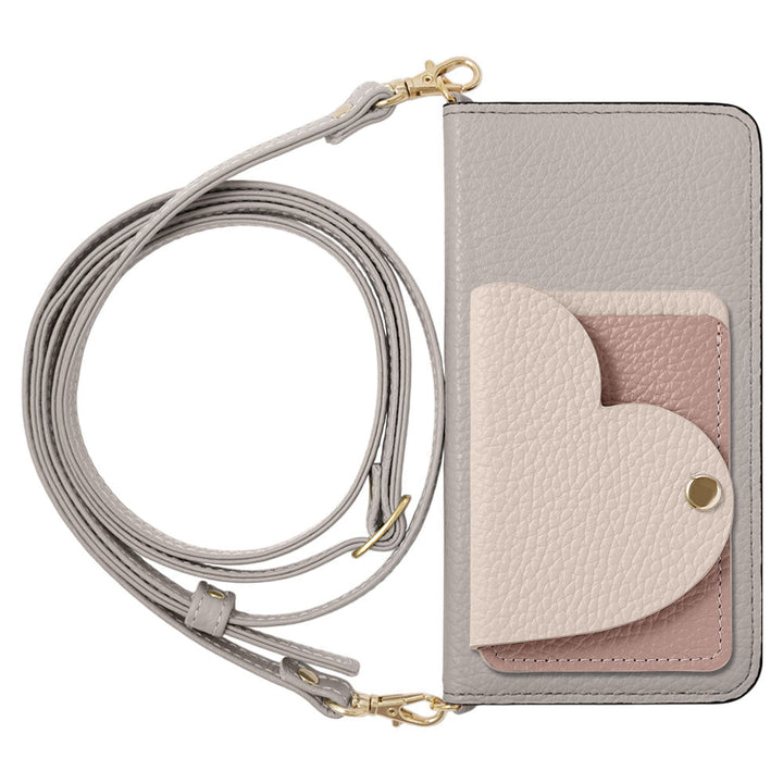 Genuine Leather 32 Colors Italian Shrink Leather Heart Mirror Card Case With Shoulder Strap Notebook Style Case Xperia Series