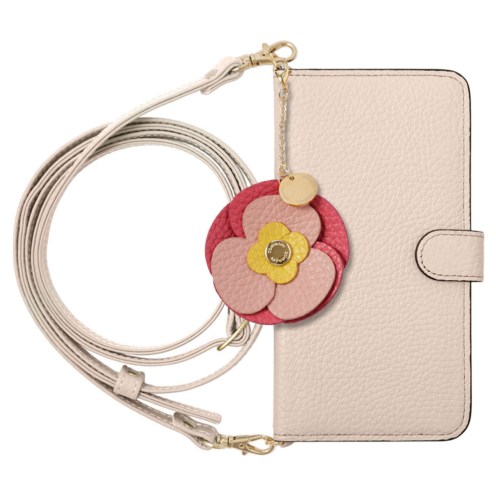 Genuine Leather 32 Colors Italian Shrink Leather Real Flower Charm with Shoulder Strap Notebook Case (with Belt) Galaxy Series