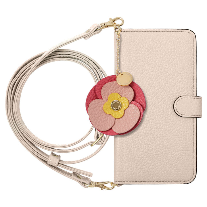 Genuine Leather 32 Colors Italian Shrink Leather Real Flower Charm With Shoulder Strap Notebook Case (With Belt) Xperia Series