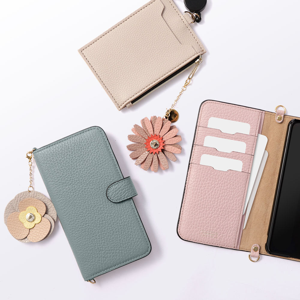 Genuine Leather 32 Colors Italian Shrink Leather Real Flower Charm with Shoulder Strap Notebook Case (with Belt) Galaxy Series