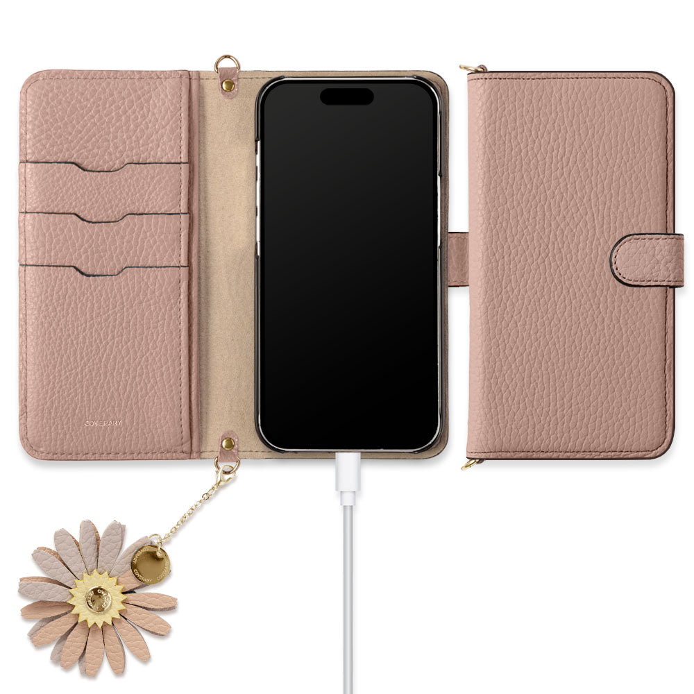 Genuine Leather 32 Colors Italian Shrink Leather Real Flower Charm with Shoulder Strap Notebook Case (with Belt) Galaxy Series