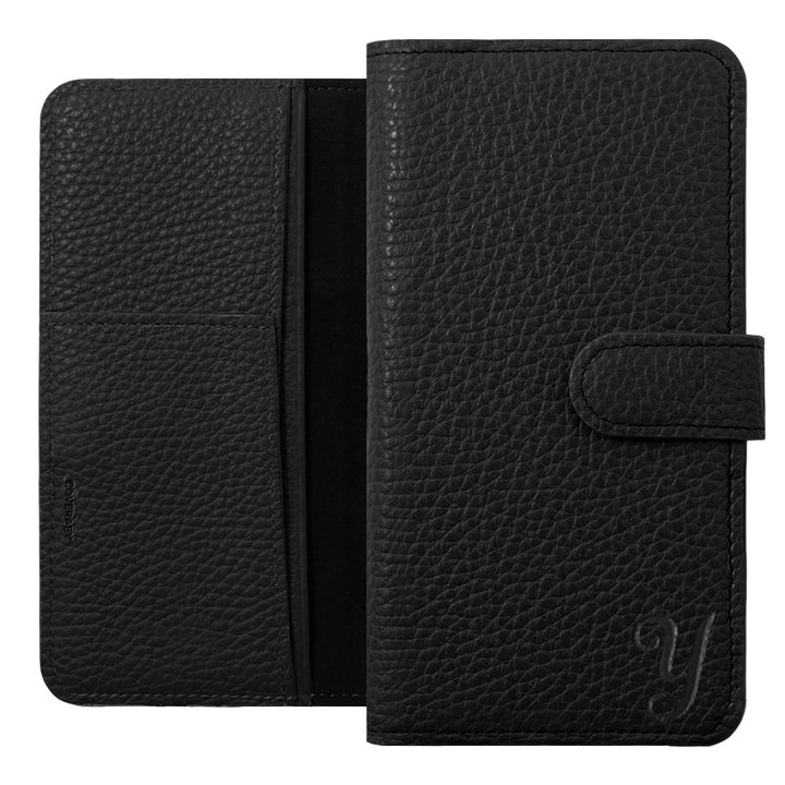 Étui portefeuille en cuir véritable italien à grain rétréci avec initiales et fonction support (avec ceinture) pour la série Google Pixel