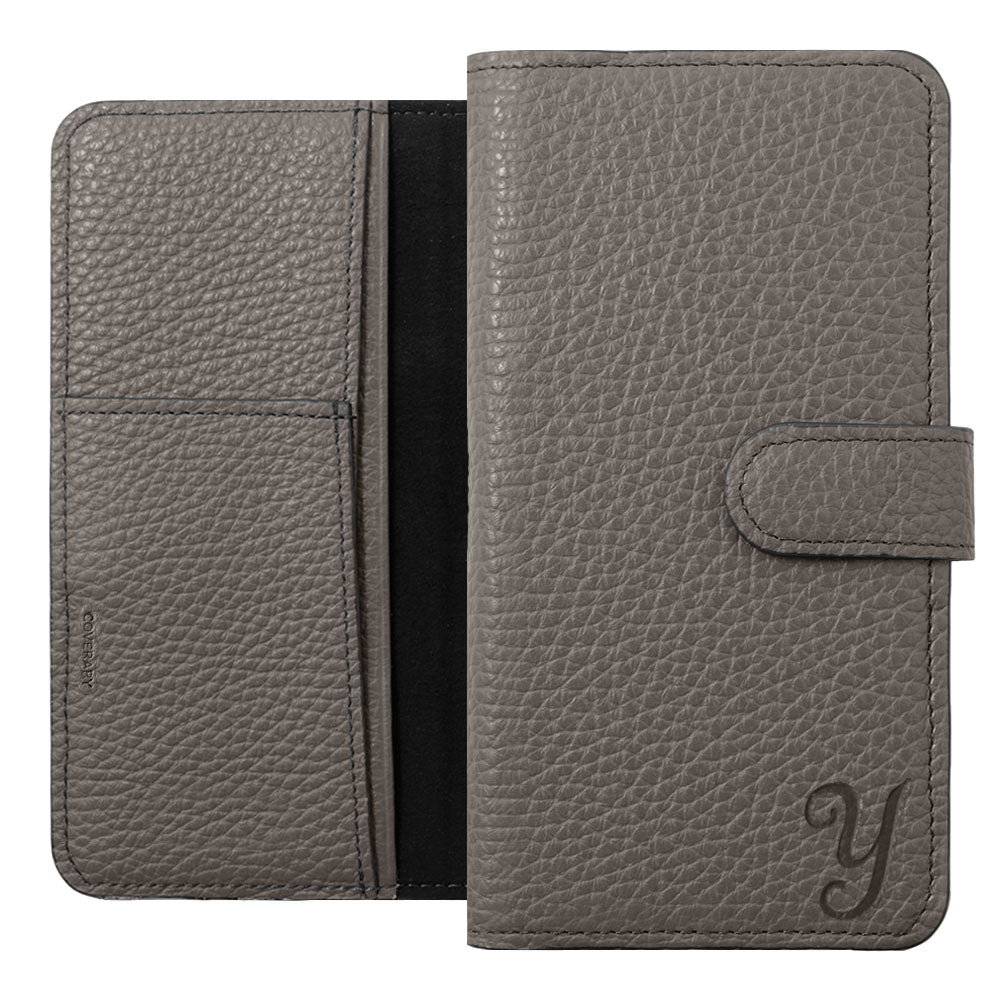 Étui portefeuille en cuir véritable italien à grain rétréci avec initiales et fonction support (avec ceinture) pour la série Google Pixel