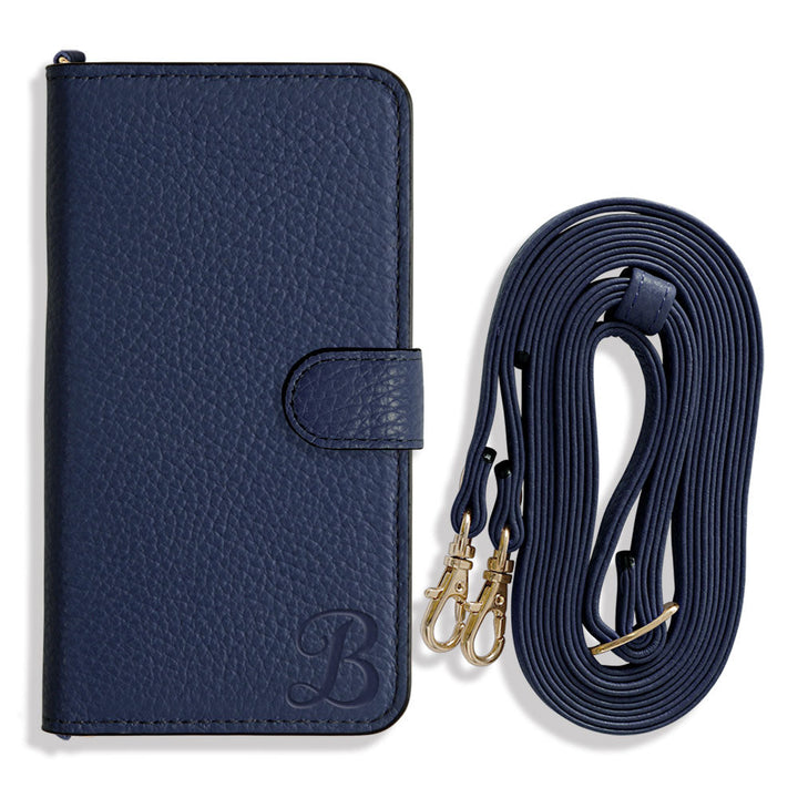 Genuine leather 32 colors Italian shrink leather Initial shoulder strap attached Notebook-style case (with belt) AQUOS series