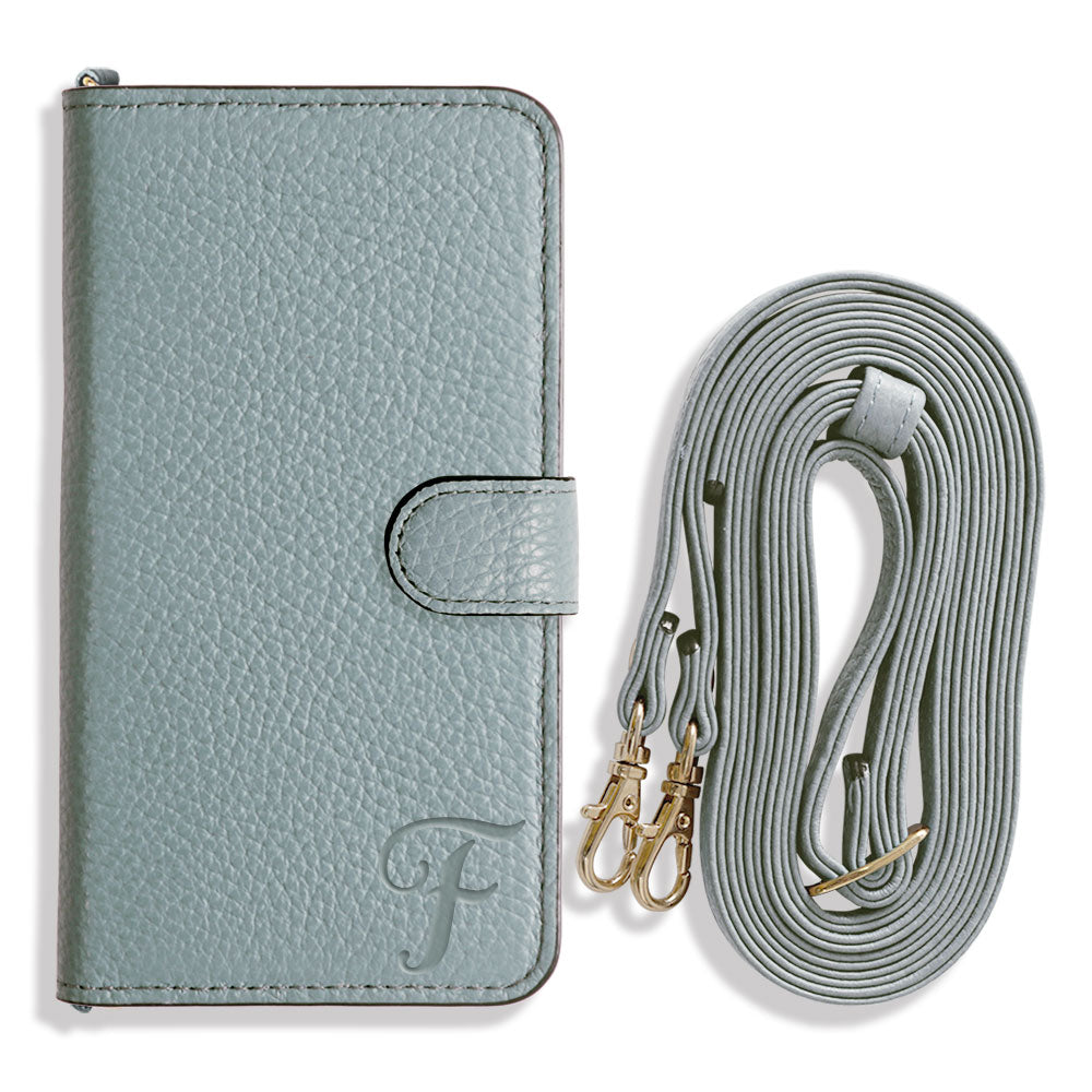 Genuine leather 32 colors Italian shrink leather Initial shoulder strap attached Notebook-style case (with belt) AQUOS series