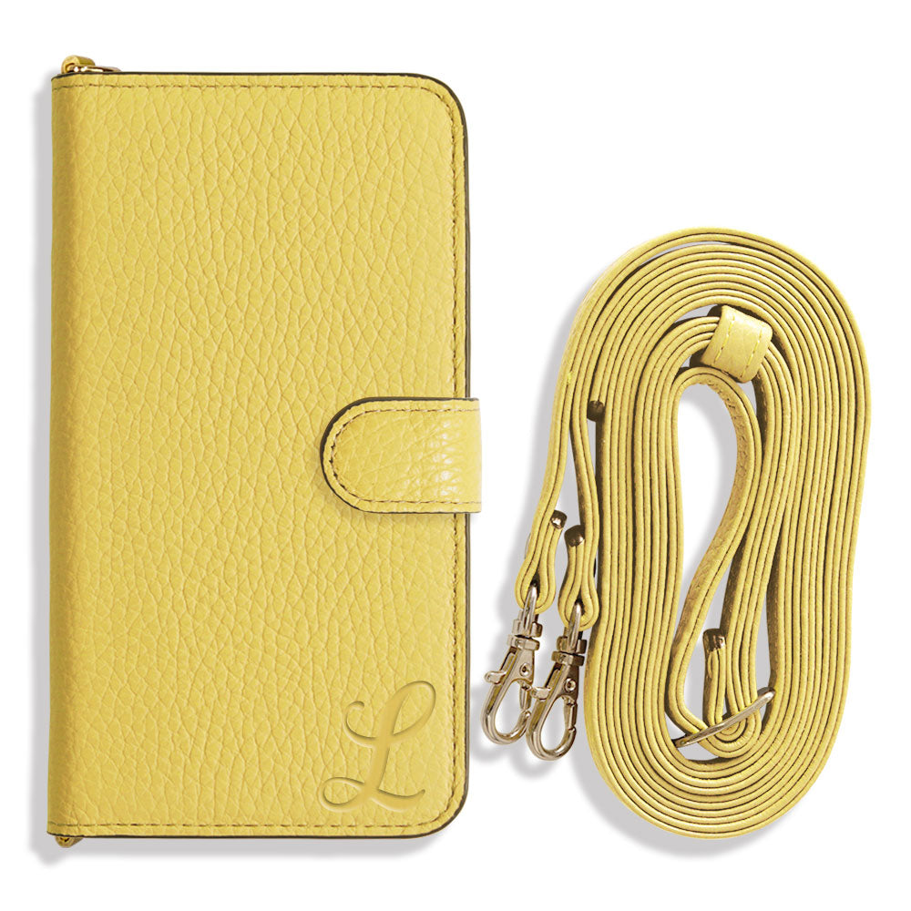 Genuine leather 32 colors Italian shrink leather Initial shoulder strap attached Notebook-style case (with belt) AQUOS series