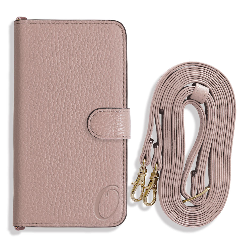 Genuine leather 32 colors Italian shrink leather Initial shoulder strap attached Notebook-style case (with belt) AQUOS series