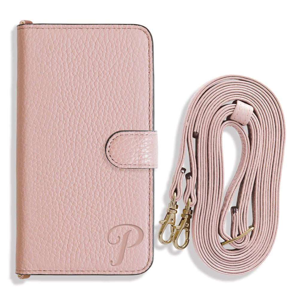 Genuine leather 32 colors Italian shrink leather Initial shoulder strap attached Notebook-style case (with belt) AQUOS series