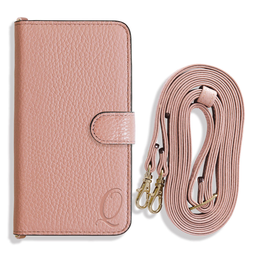 Genuine leather 32 colors Italian shrink leather Initial shoulder strap attached Notebook-style case (with belt) AQUOS series