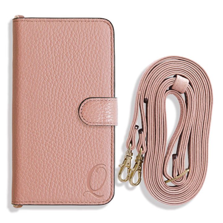 Genuine leather 32 colors Italian shrink leather Initial shoulder strap attached Notebook-style case (with belt) AQUOS series