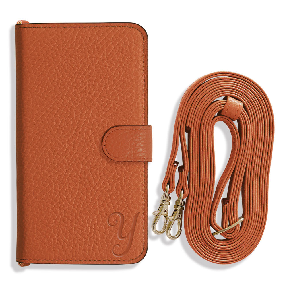 Genuine leather 32 colors Italian shrink leather Initial shoulder strap attached Notebook-style case (with belt) AQUOS series