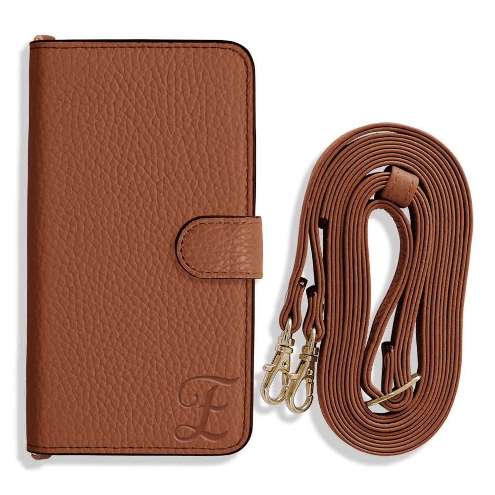 Genuine leather 32 colors Italian shrink leather Initial shoulder strap attached Notebook-style case (with belt) AQUOS series