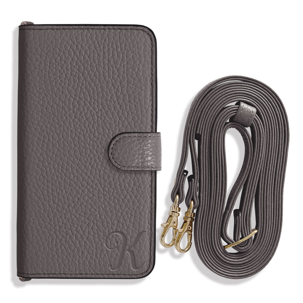 Genuine leather 32 colors Italian shrink leather Initial shoulder strap attached Notebook-style case (with belt) AQUOS series