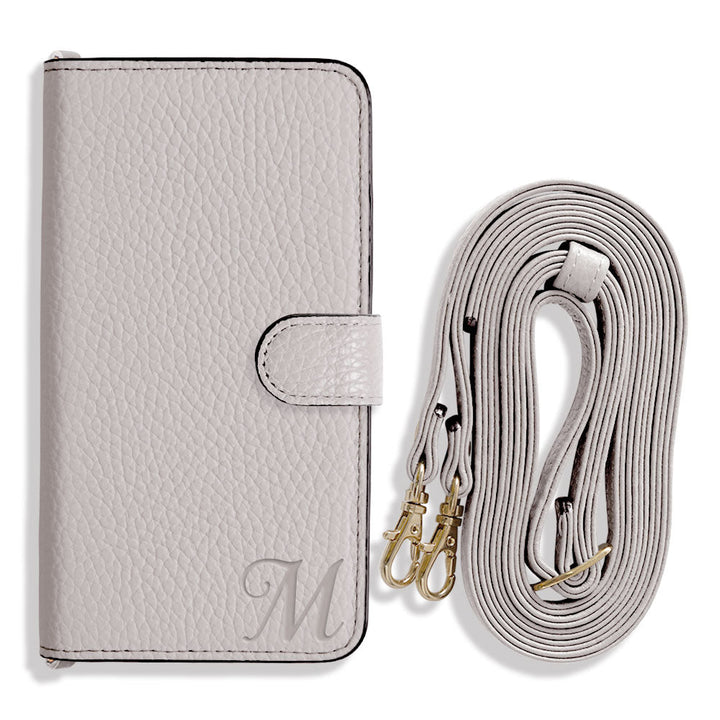 Genuine leather 32 colors Italian shrink leather Initial shoulder strap attached Notebook-style case (with belt) AQUOS series