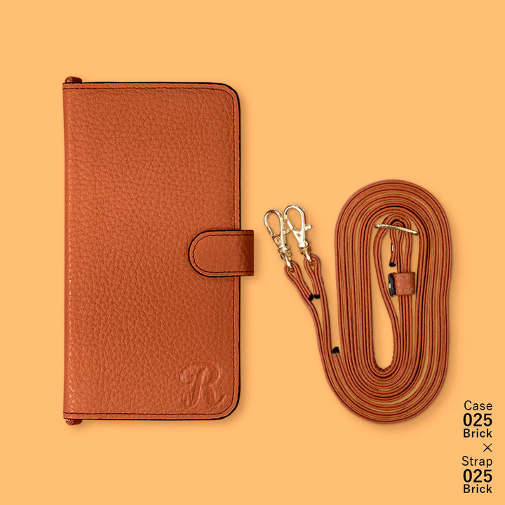 Genuine leather 32 colors Italian shrink leather Initial shoulder strap attached Notebook-style case (with belt) AQUOS series
