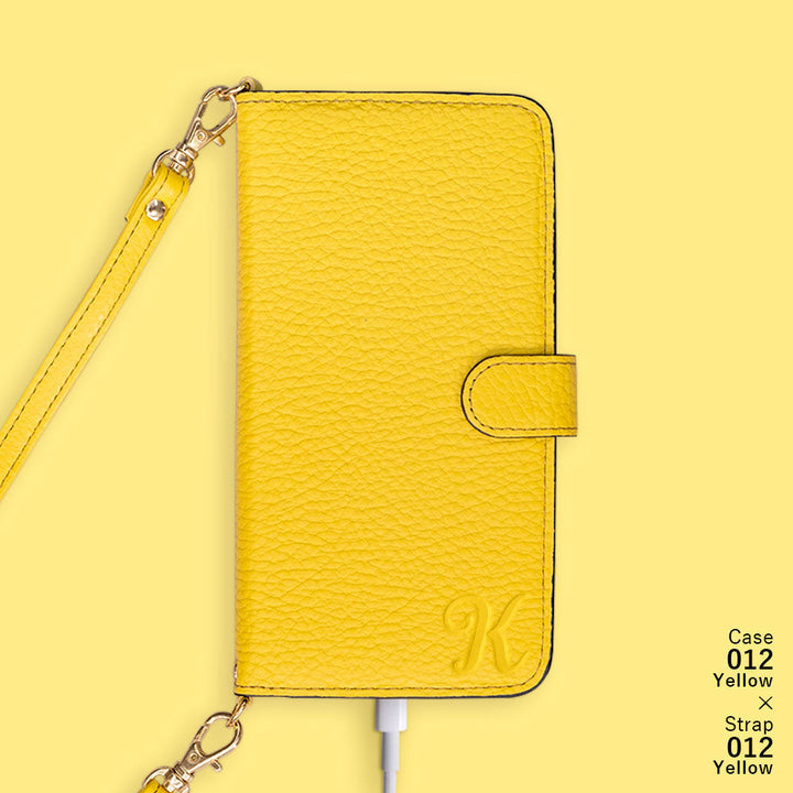 Genuine leather 32 colors Italian shrink leather Initial shoulder strap attached Notebook-style case (with belt) AQUOS series