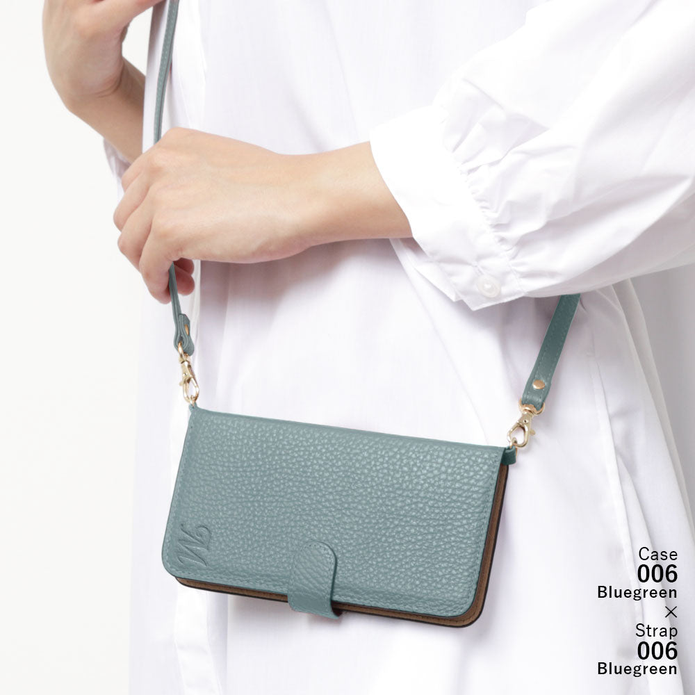 Genuine leather 32 colors Italian shrink leather Initial shoulder strap attached Notebook-style case (with belt) AQUOS series