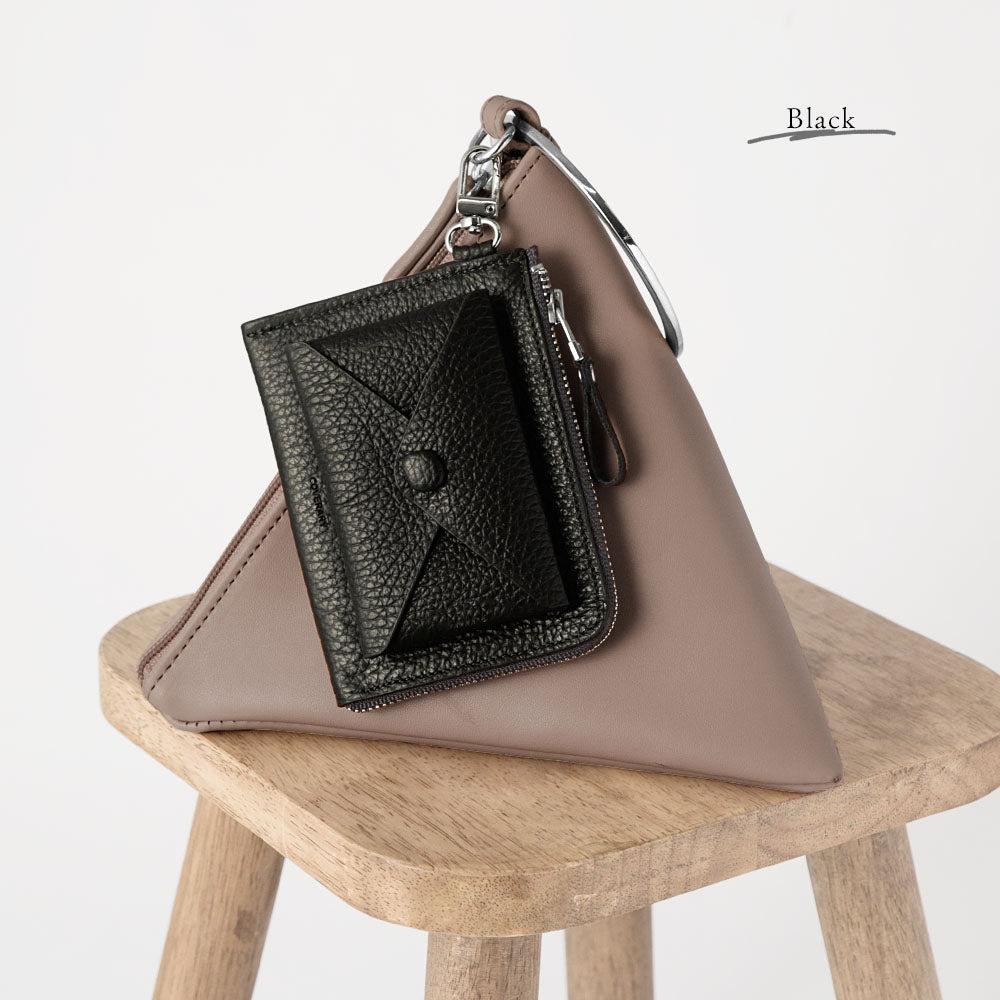 Genuine leather Italian shrink leather mini wallet with card pocket and hanging hook