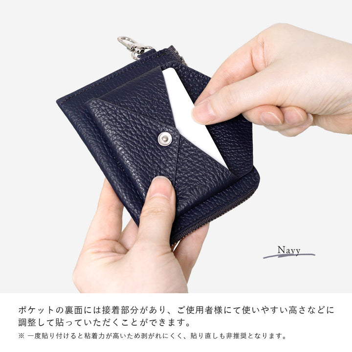 Genuine leather Italian shrink leather mini wallet with card pocket and hanging hook
