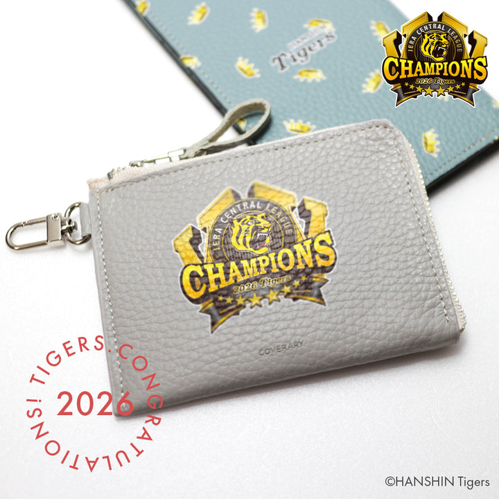 【期間限定】阪神タイガース × COVERARY 2026リーグ優勝ロゴ 本革 イタリアンシュリンクレザー ミニウォレット 吊り下げフック付き