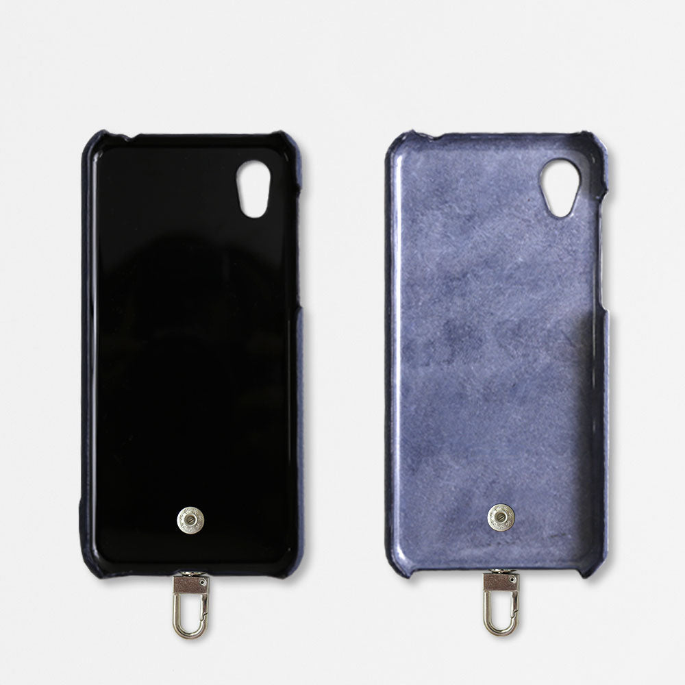 本革 イタリアンシュリンクレザー 3点セットC ミニウォレット&リングショルダーストラップ(金具あり)付き 背面ケース AQUOSシリーズ