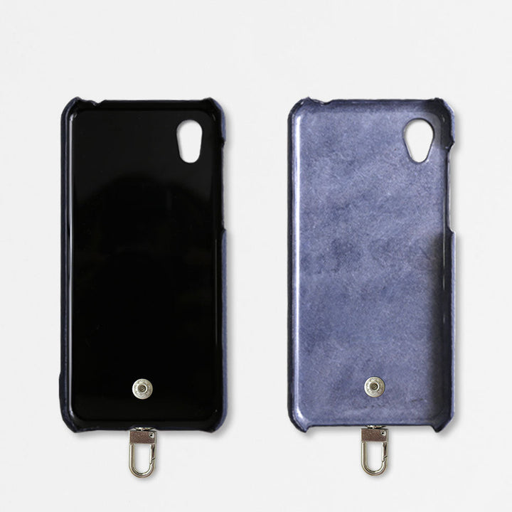 本革 イタリアンシュリンクレザー 3点セットC ミニウォレット&リングショルダーストラップ(金具あり)付き 背面ケース AQUOSシリーズ