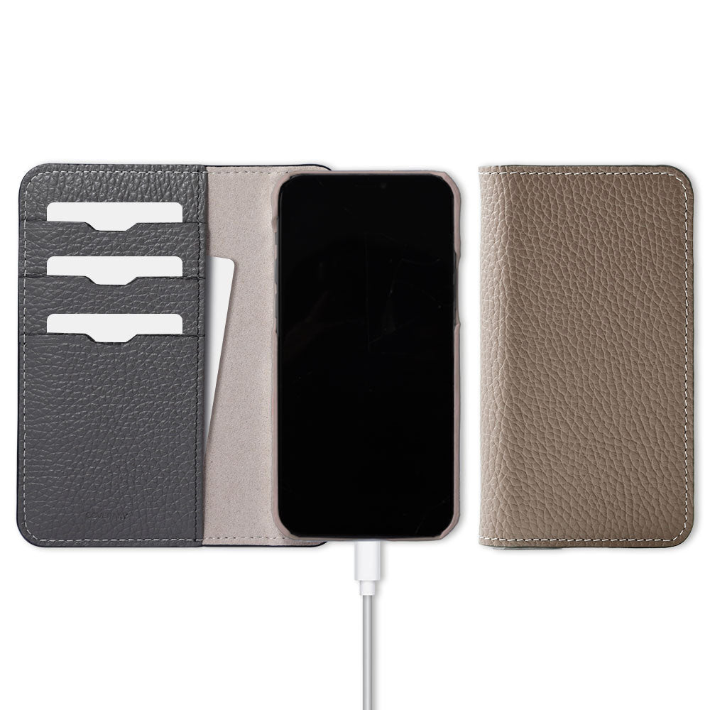 Genuine leather Italian shrink leather half pocket cover with houndstooth pattern back case