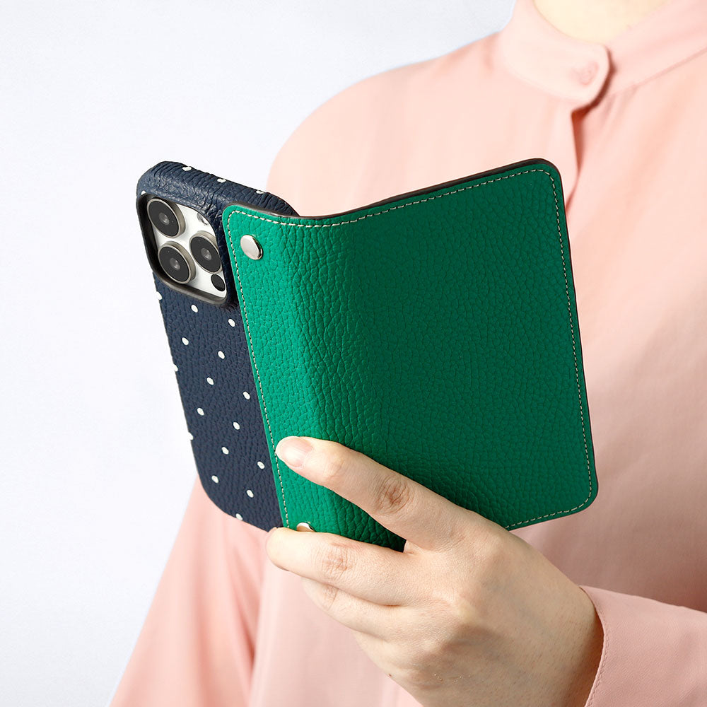 Genuine leather Italian shrink leather with half pocket cover dot pattern back case Xperia series