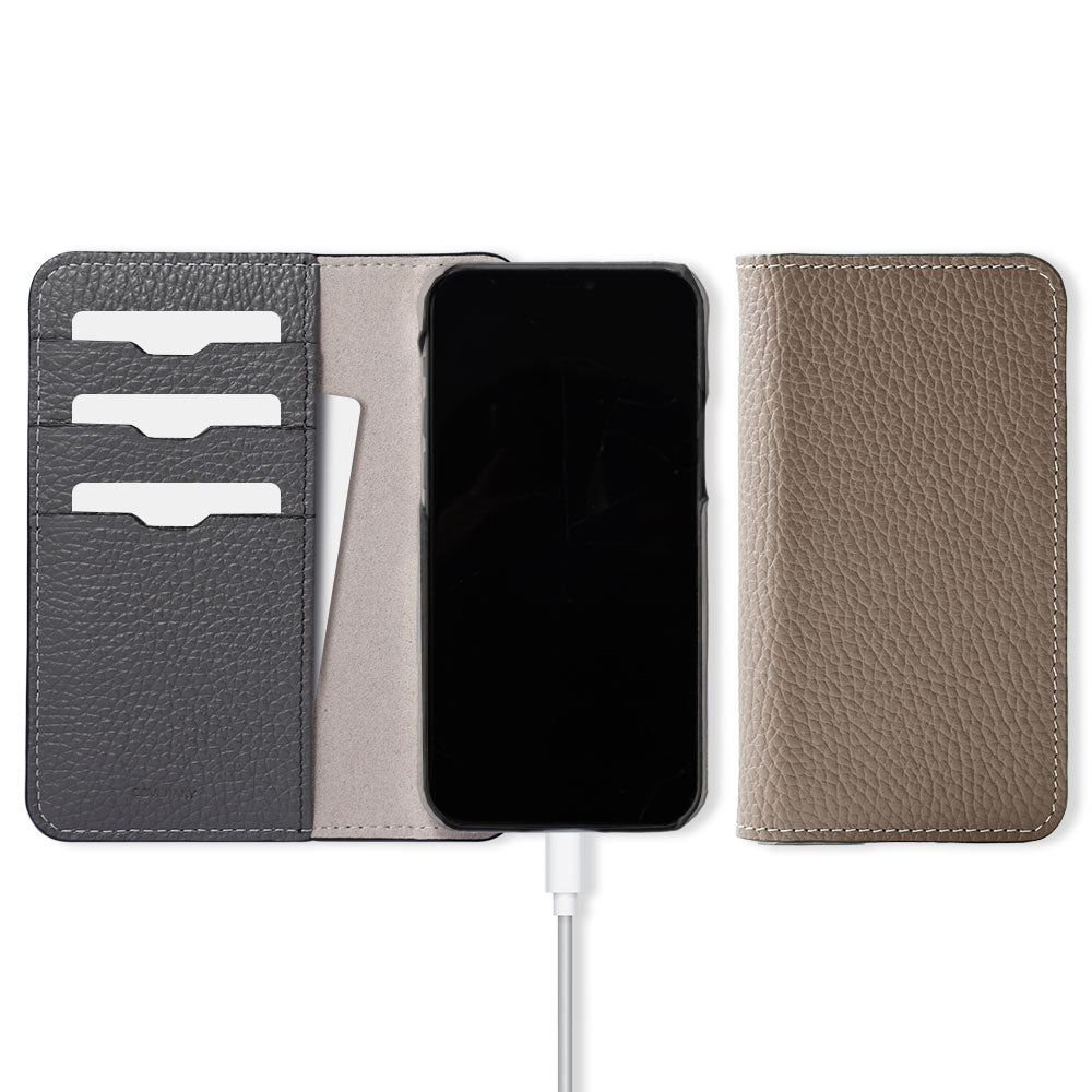 Genuine leather Italian shrink leather with half pocket cover dot pattern back case Xperia series